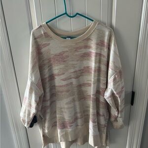 Old Navy Cream and Pink Camouflage Top
